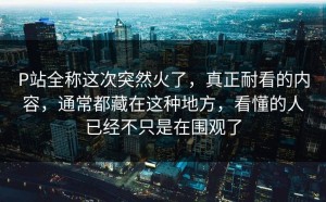 P站全称这次突然火了，真正耐看的内容，通常都藏在这种地方，看懂的人已经不只是在围观了