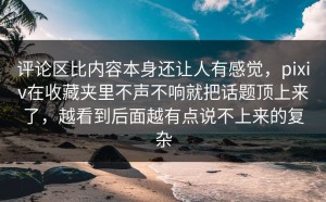 评论区比内容本身还让人有感觉，pixiv在收藏夹里不声不响就把话题顶上来了，越看到后面越有点说不上来的复杂