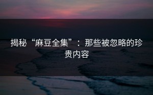 揭秘“麻豆全集”：那些被忽略的珍贵内容