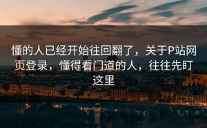懂的人已经开始往回翻了，关于P站网页登录，懂得看门道的人，往往先盯这里