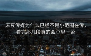 麻豆传媒为什么已经不是小范围在传，看完那几段真的会心里一紧