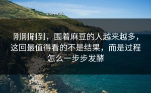 刚刚刷到，围着麻豆的人越来越多，这回最值得看的不是结果，而是过程怎么一步步发酵