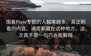 围着Pixiv专题的人越来越多，真正耐看的内容，通常都藏在这种地方，这次真不是一句巧合能解释
