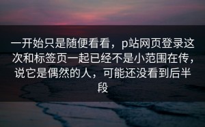 一开始只是随便看看，p站网页登录这次和标签页一起已经不是小范围在传，说它是偶然的人，可能还没看到后半段