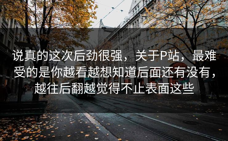 说真的这次后劲很强，关于P站，最难受的是你越看越想知道后面还有没有，越往后翻越觉得不止表面这些