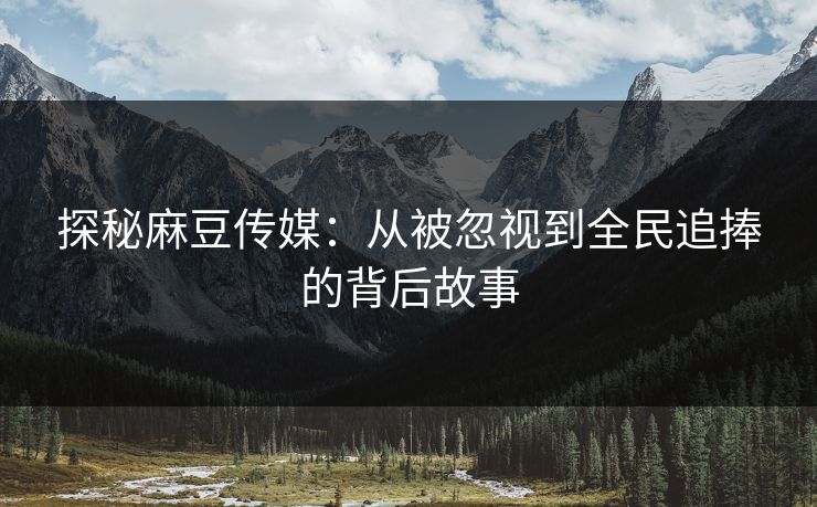 探秘麻豆传媒：从被忽视到全民追捧的背后故事
