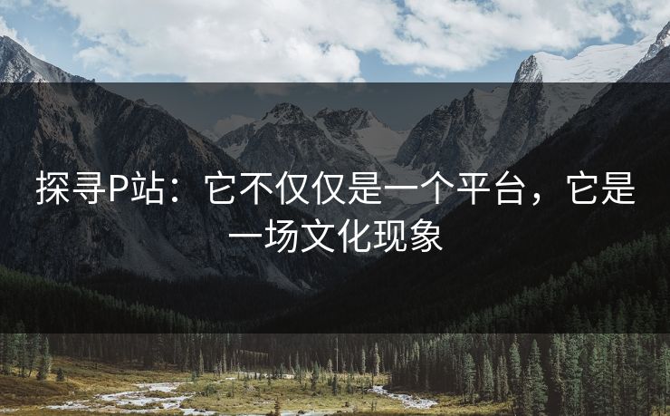 探寻P站：它不仅仅是一个平台，它是一场文化现象